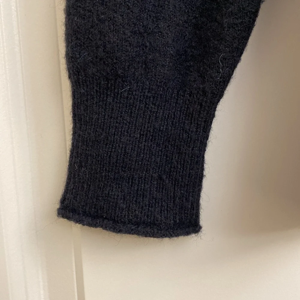 J Crew Mock Neck Sweater Pullover Womens S Merino Wool/Alpaca Blend Black preppy